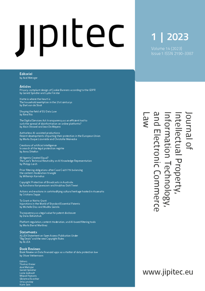 JIPITEC 14 (1) 2023 Cover