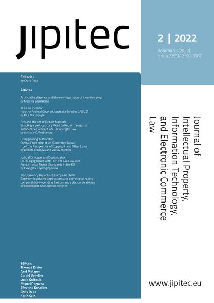 JIPITEC 13 (2) 2022 Cover
