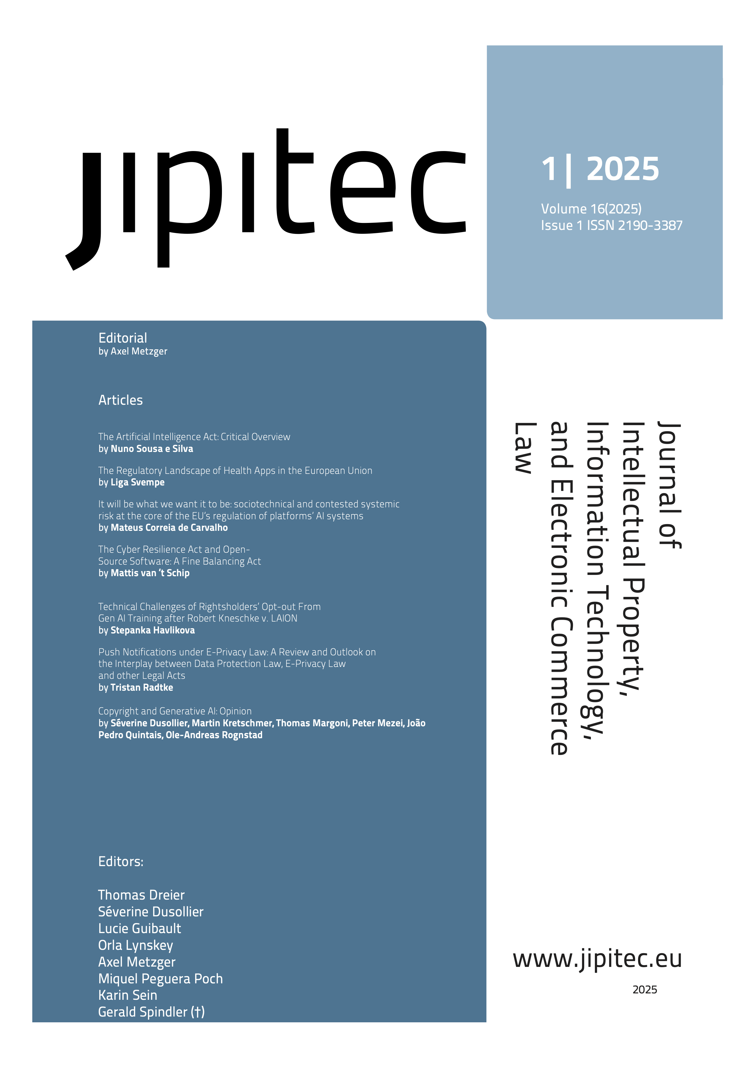 					View Vol. 16 No. 1 (2025): JIPITEC 16 (1) 2025
				